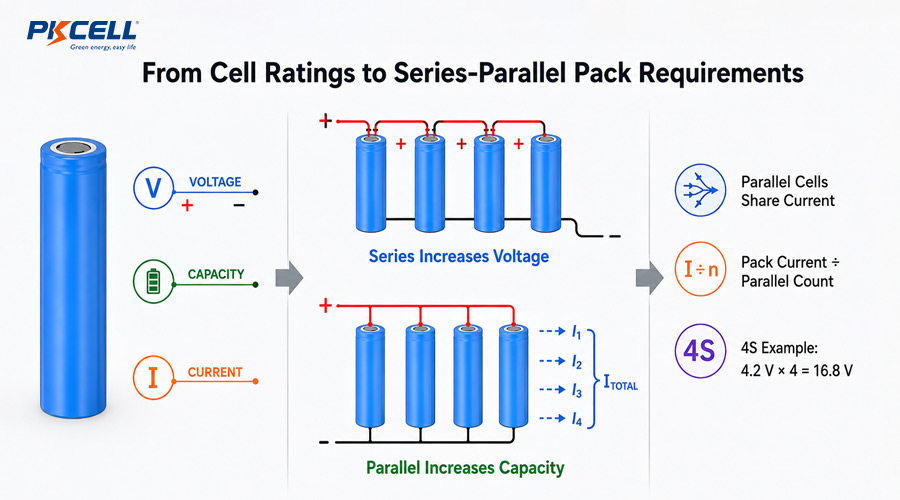 From Cell Ratings to Series-Parallel Pack Requirements