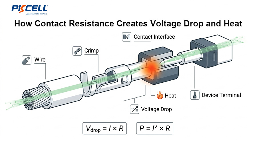 How Contact Resistance Creates Voltage Drop and Heat