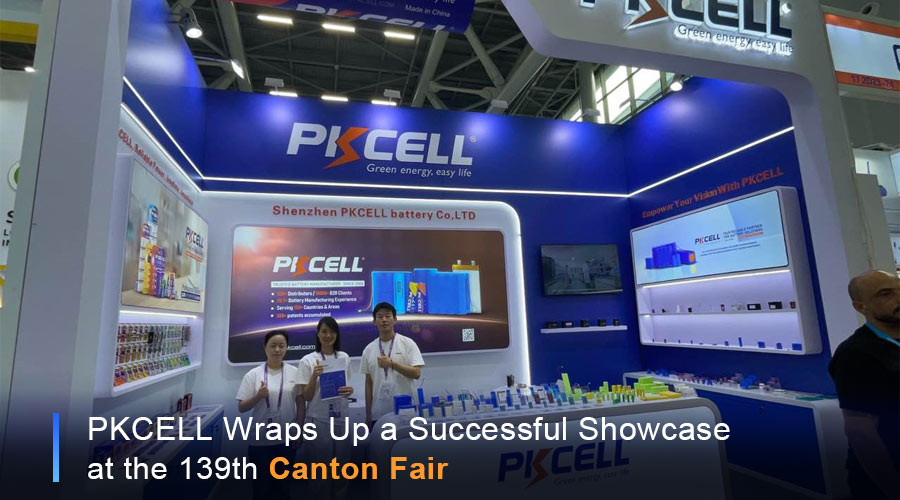 PKCELL rechargeable battery showcase at the 139th Canton Fair 2026