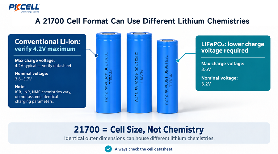 A 21700 Cell Format Can Use Different Lithium Chemistries