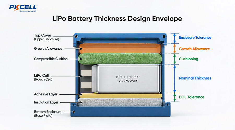LiPo Battery Thickness Design Envelope
