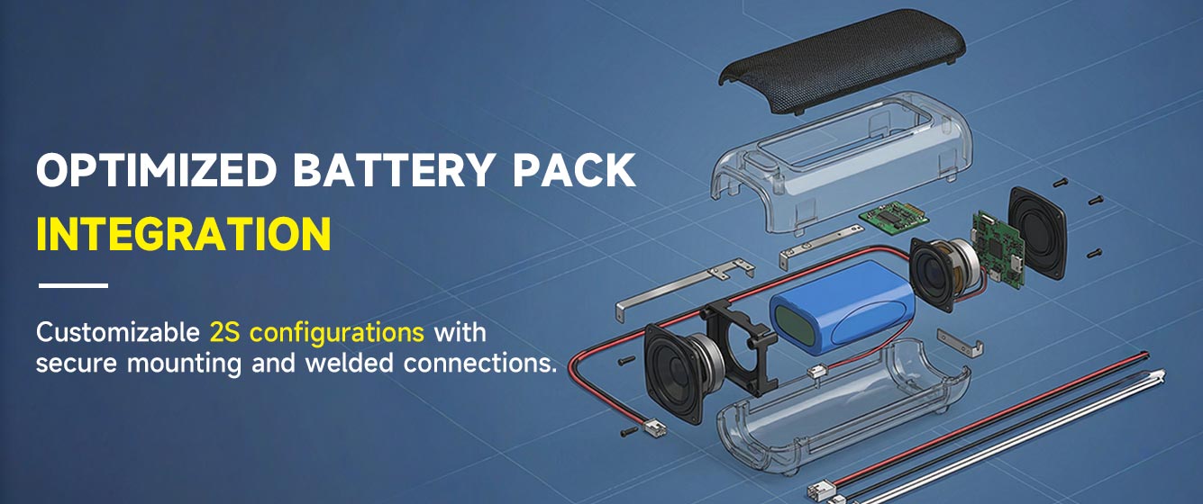 Optimized Battery Pack Integration in a bluetooth speaker inner structure