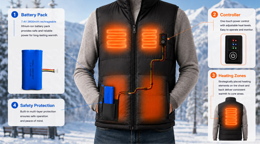 Rechargeable LiFePO4 battery pack for heated apparel