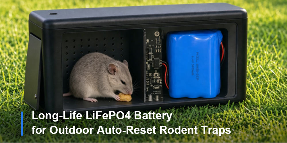 PKCELL LiFePO4 battery pack for outdoor auto-reset rodent traps