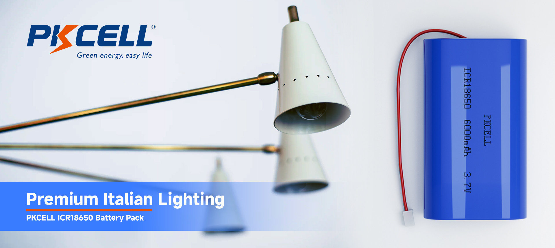 PKCELL ICR18650 Battery Pack Powers Premium Italian Lighting
