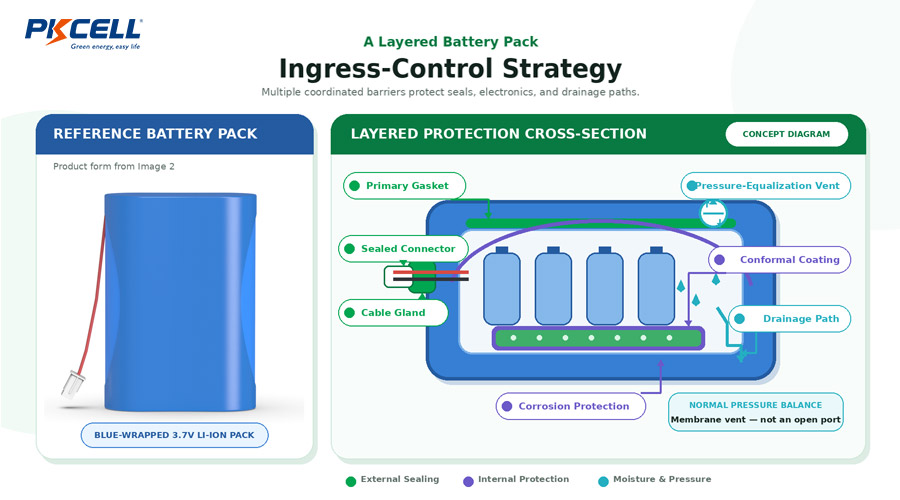 A Layered Battery Pack Ingress-Control Strategy