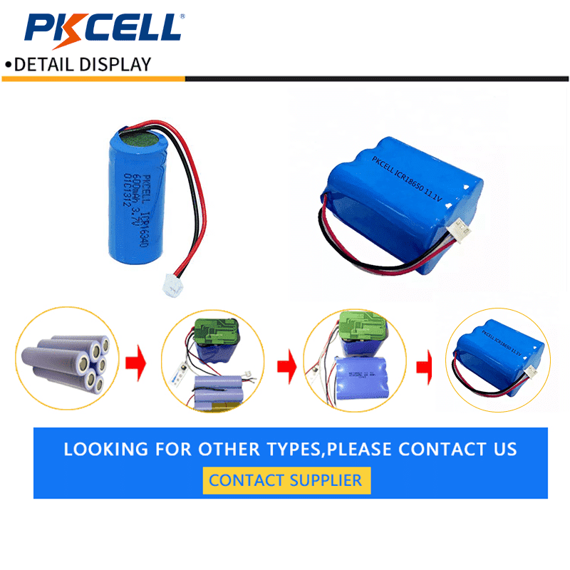 Batería de litio recargable PKCELL 18650 11,1 V 4400-10000 mAh