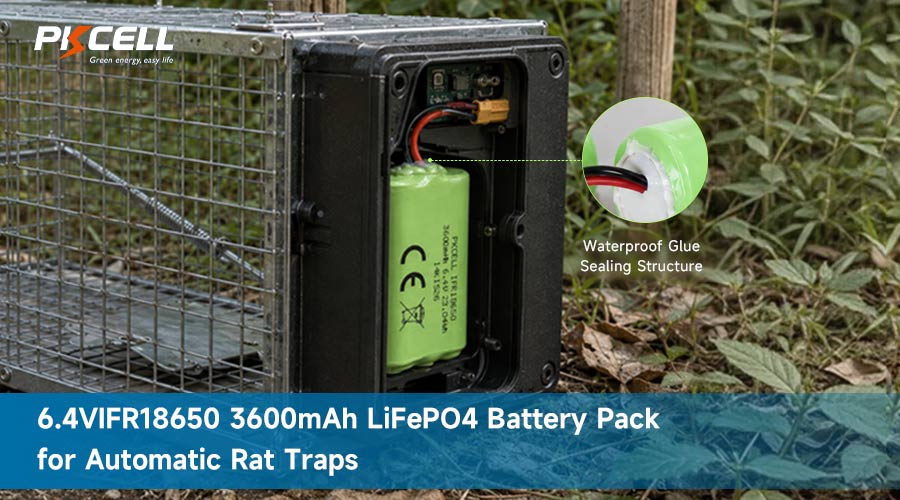 6.4VIFR18650 3600mAh LiFePO4 battery pack for automatic
resetting rat traps